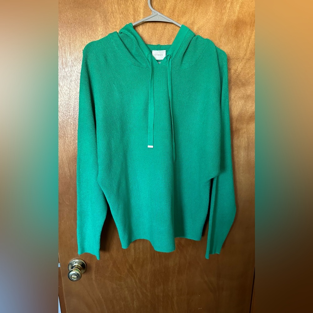 Kelly Green, light weight sweater with hood
